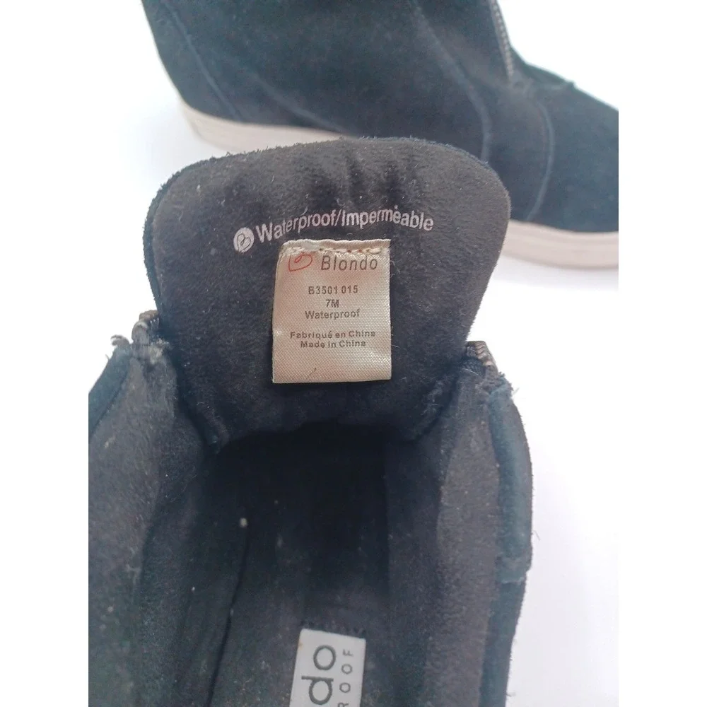 Blondo women BLACK suede waterproof Glenda‎ platform wedge sneakers US 7 Zipper